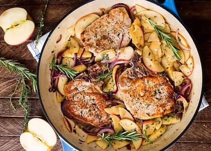 one pan pork chops with apples and onions 2 680x942 1